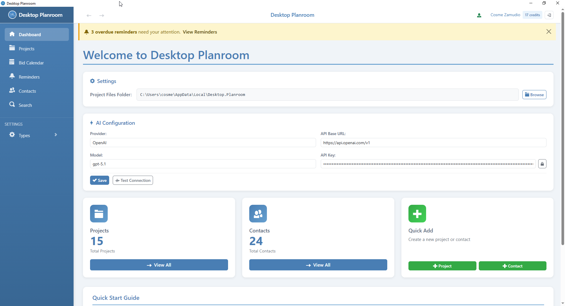 Desktop Planroom Dashboard