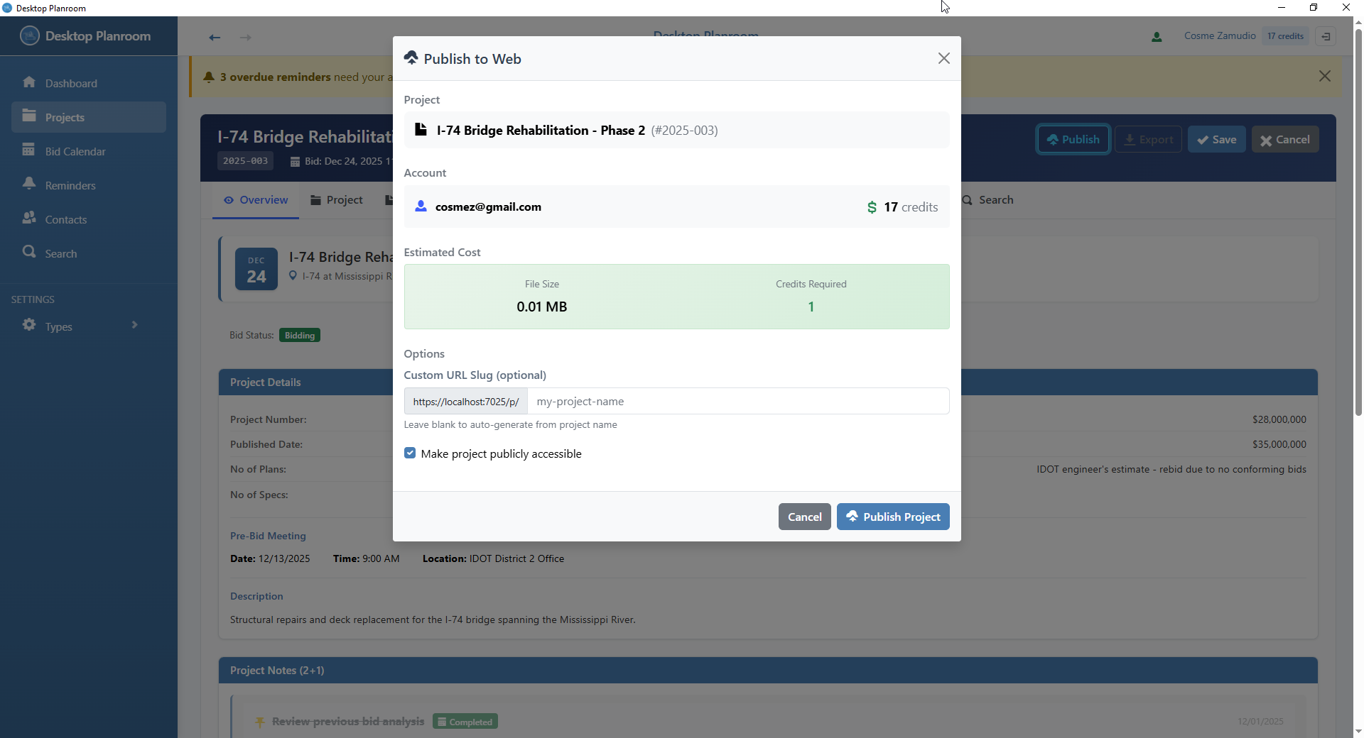 Publish to Web Feature